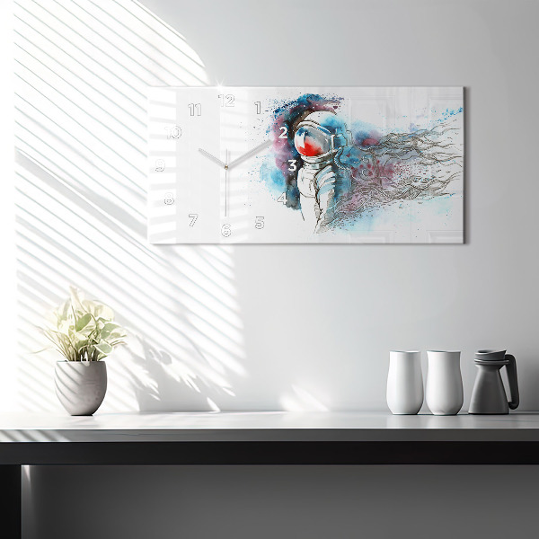 Horizontálne hodiny Abstrakcia astronautov