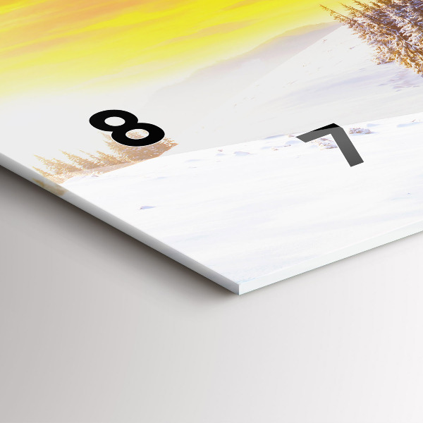 Horizontálne hodiny Zimná horská krajina