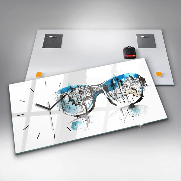 Horizontálne hodiny Mesto v okuliaroch