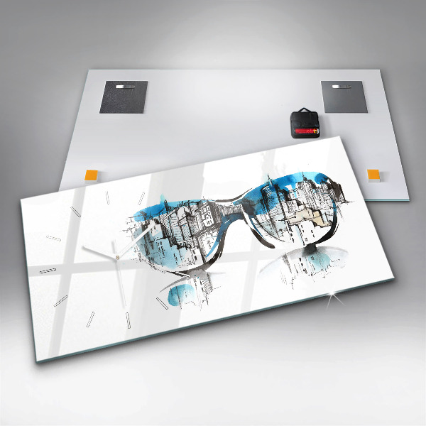 Horizontálne hodiny Mesto v okuliaroch