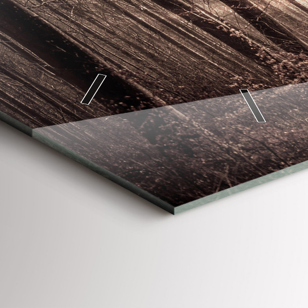 Horizontálne hodiny Lesná cesta v sépiovej farbe