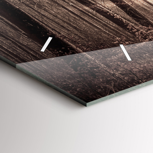 Horizontálne hodiny Lesná cesta v sépiovej farbe