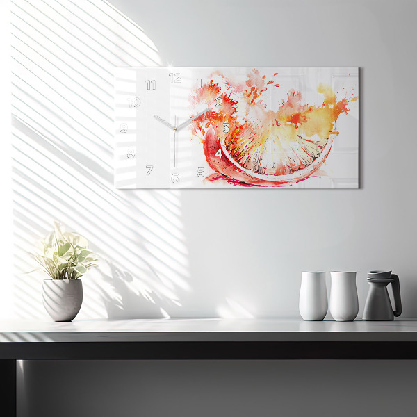 Horizontálne hodiny Maľované oranžovou farbou