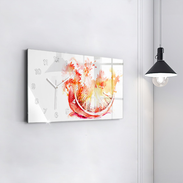 Horizontálne hodiny Maľované oranžovou farbou