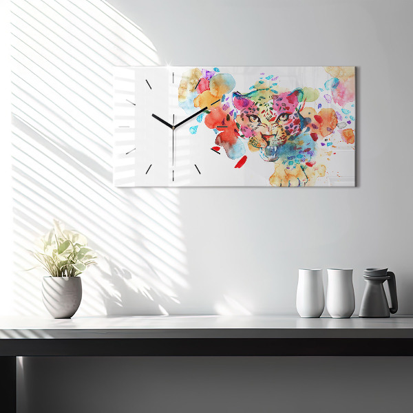 Horizontálne hodiny Abstraktná divoká mačka