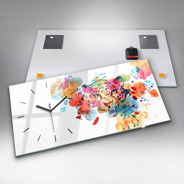 Horizontálne hodiny Abstraktná divoká mačka