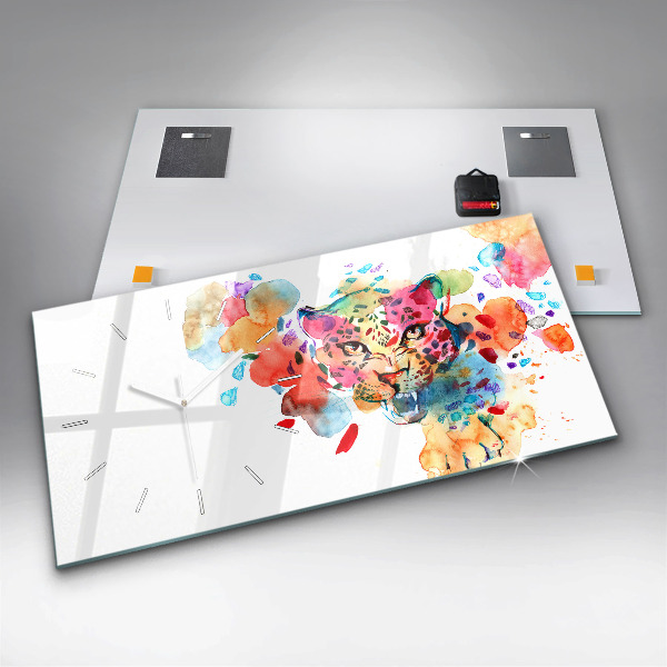 Horizontálne hodiny Abstraktná divoká mačka