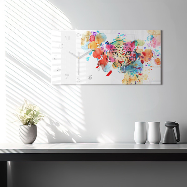 Horizontálne hodiny Abstraktná divoká mačka