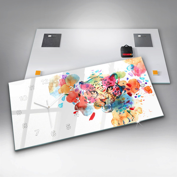 Horizontálne hodiny Abstraktná divoká mačka
