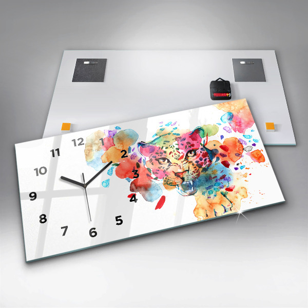 Horizontálne hodiny Abstraktná divoká mačka