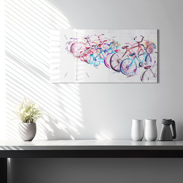 Horizontálne hodiny Farebné mestské bicykle