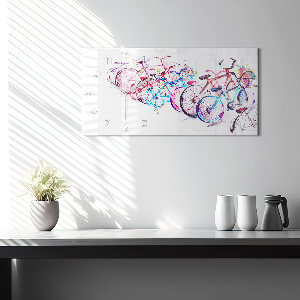 Horizontálne hodiny Farebné mestské bicykle