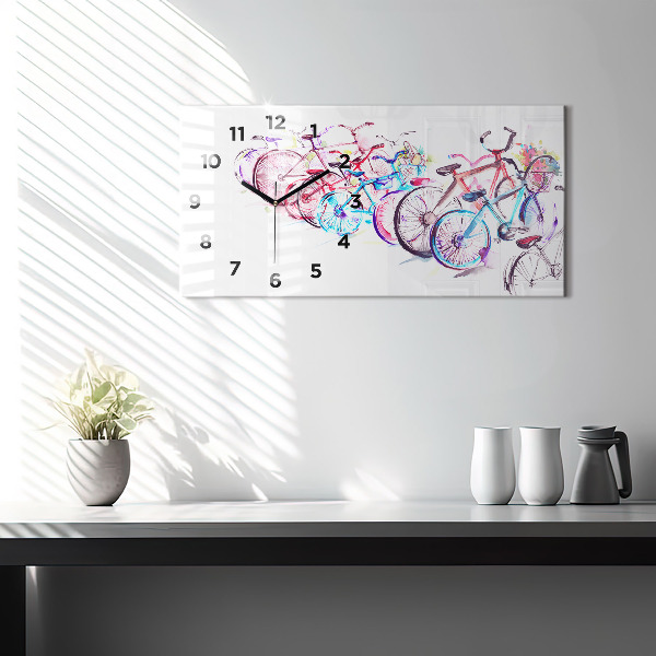 Horizontálne hodiny Farebné mestské bicykle
