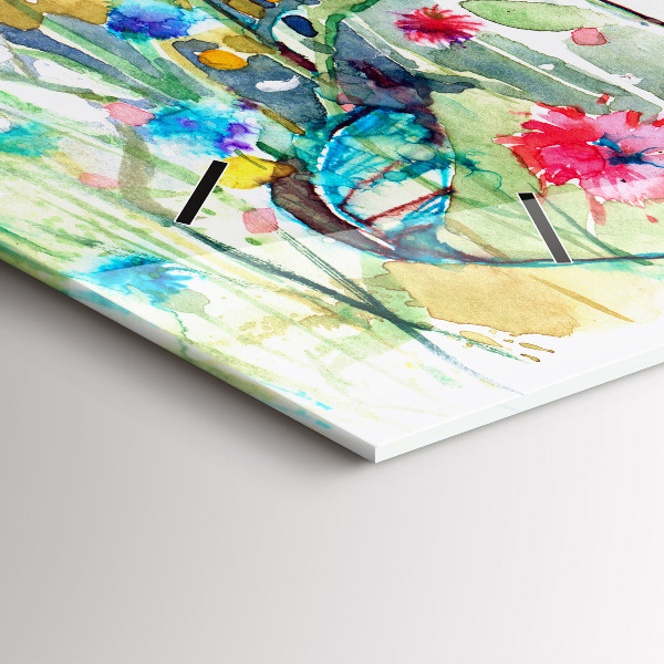 Horizontálne hodiny Vlčie maky na lúke