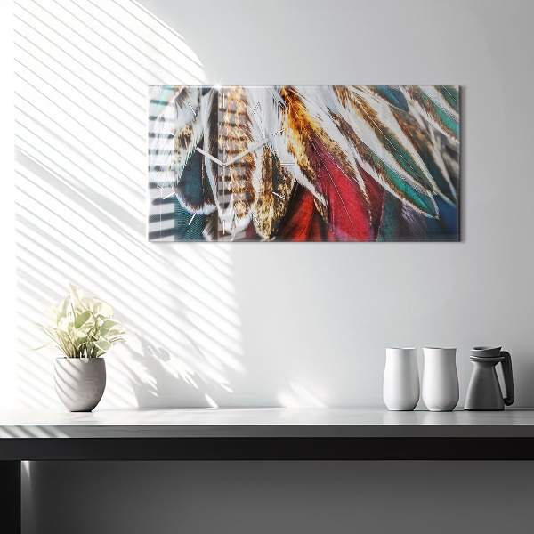 Horizontálne hodiny Svetlohnedé vtáčie perie