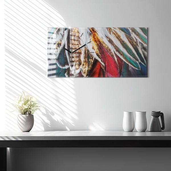 Horizontálne hodiny Svetlohnedé vtáčie perie