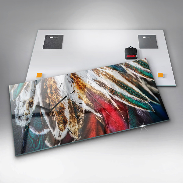 Horizontálne hodiny Svetlohnedé vtáčie perie