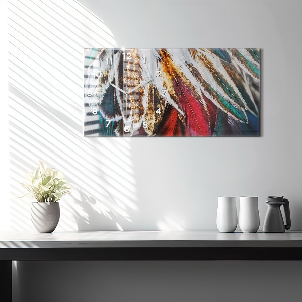 Horizontálne hodiny Svetlohnedé vtáčie perie