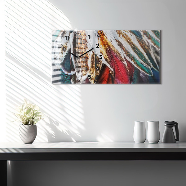 Horizontálne hodiny Svetlohnedé vtáčie perie
