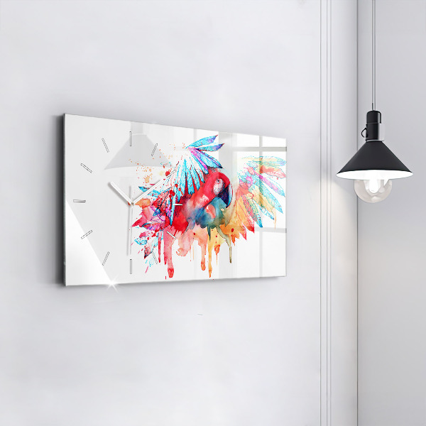 Horizontálne hodiny Farebný červený papagáj