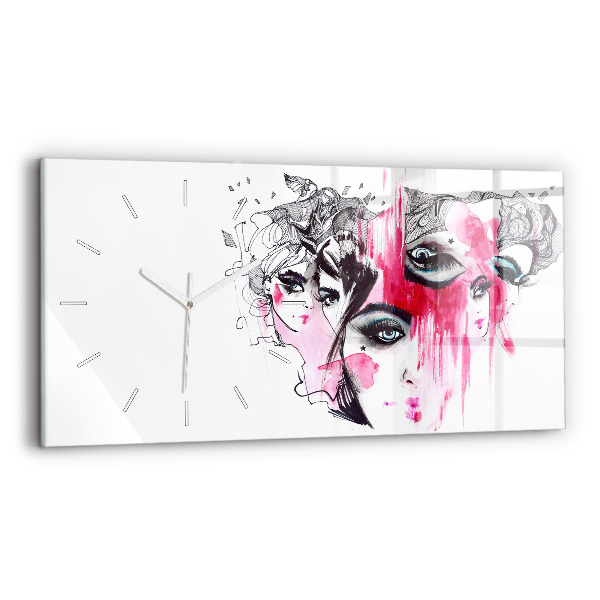 Horizontálne hodiny Abstrakcia mnohých tvárí