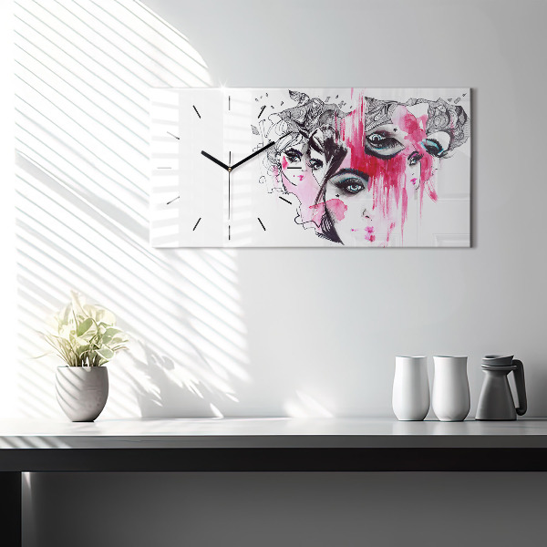 Horizontálne hodiny Abstrakcia mnohých tvárí