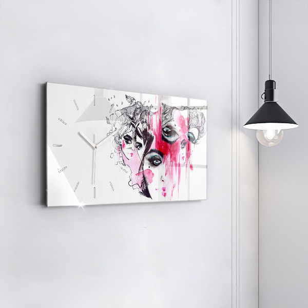 Horizontálne hodiny Abstrakcia mnohých tvárí