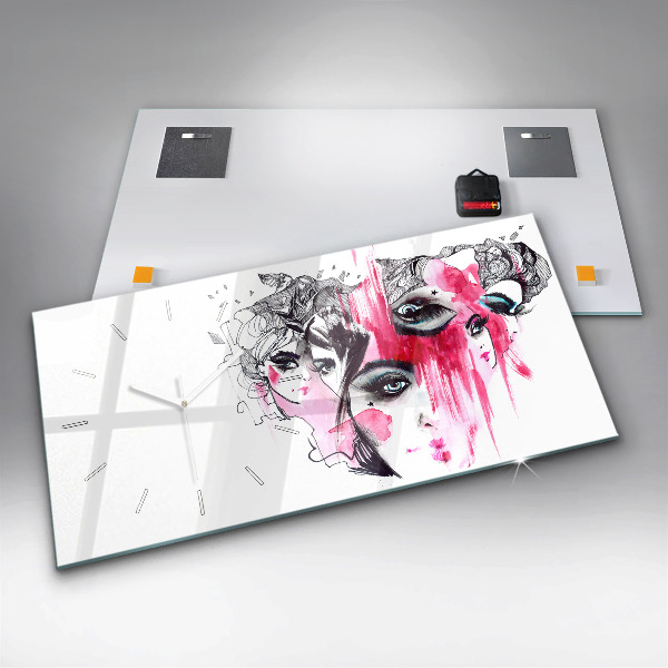 Horizontálne hodiny Abstrakcia mnohých tvárí