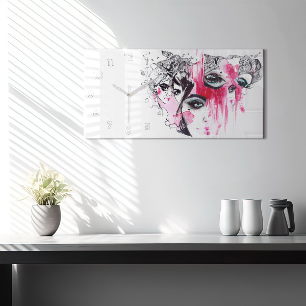 Horizontálne hodiny Abstrakcia mnohých tvárí