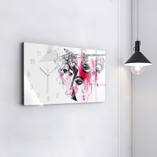 Horizontálne hodiny Abstrakcia mnohých tvárí