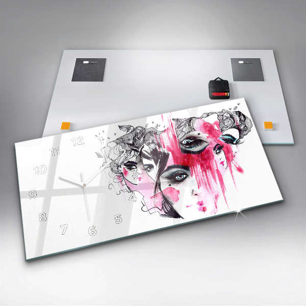 Horizontálne hodiny Abstrakcia mnohých tvárí