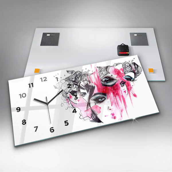 Horizontálne hodiny Abstrakcia mnohých tvárí