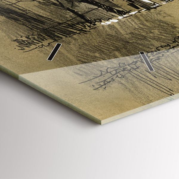 Horizontálne hodiny Park a stromy v sépiovej farbe