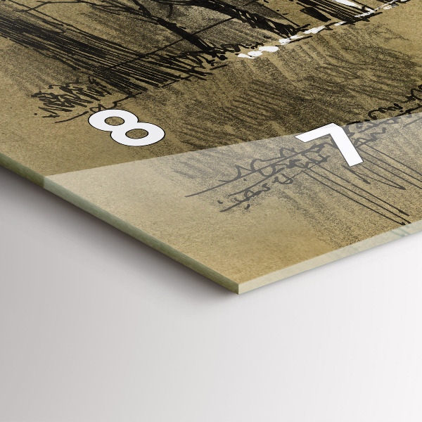 Horizontálne hodiny Park a stromy v sépiovej farbe