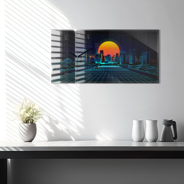 Horizontálne hodiny Mesto kyberpriestoru