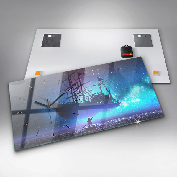 Horizontálne hodiny Fantasy plachetnica