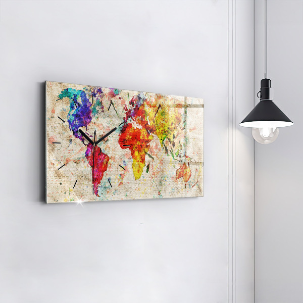 Horizontálne hodiny Farebná mapa sveta