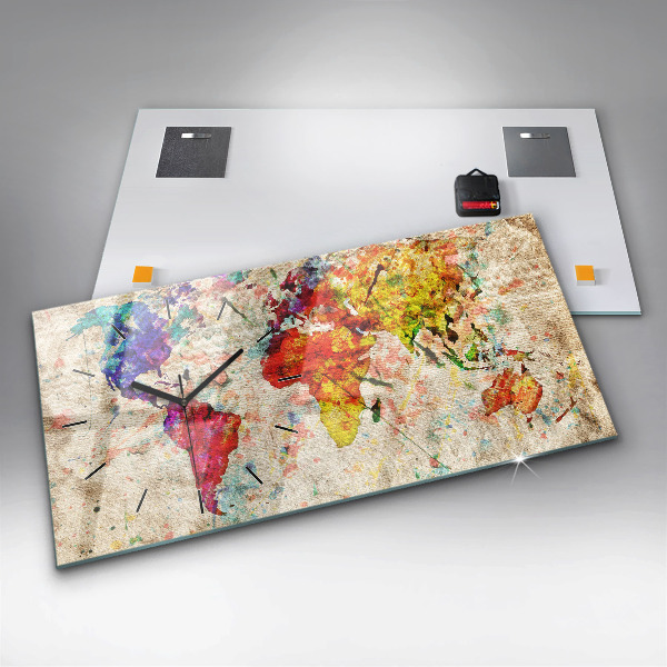Horizontálne hodiny Farebná mapa sveta