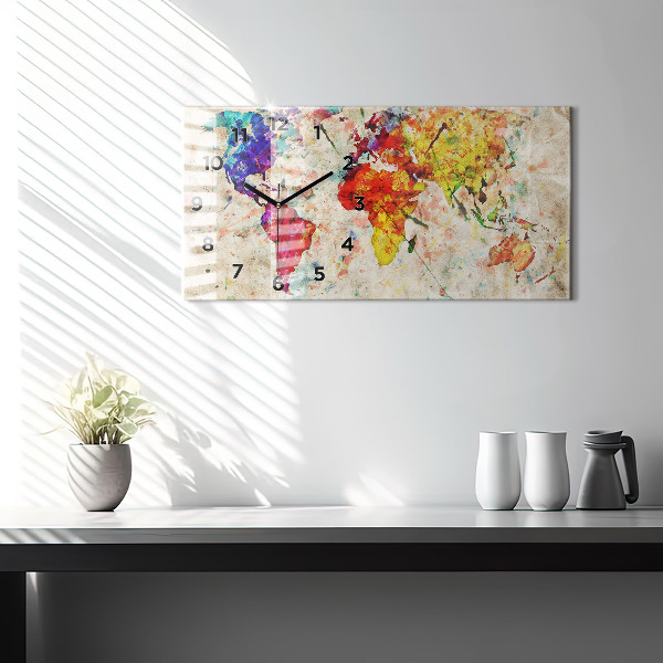 Horizontálne hodiny Farebná mapa sveta