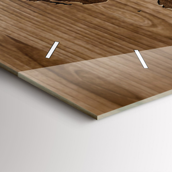 Horizontálne hodiny Mapa sveta na dreve