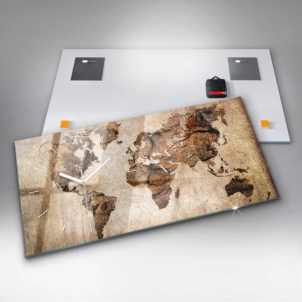 Horizontálne hodiny Vintage mapa sveta