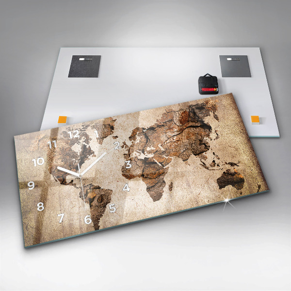 Horizontálne hodiny Vintage mapa sveta