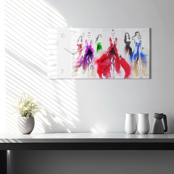 Horizontálne hodiny Ženy vo farebných šatách