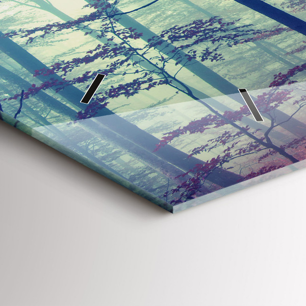 Horizontálne hodiny Jesenná cesta lesná hmla