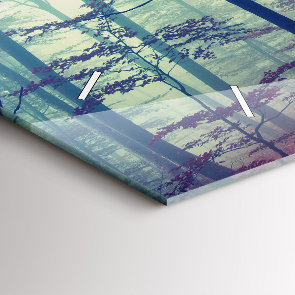 Horizontálne hodiny Jesenná cesta lesná hmla