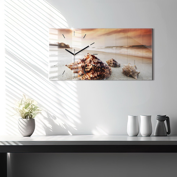 Horizontálne hodiny Mušle na pláži