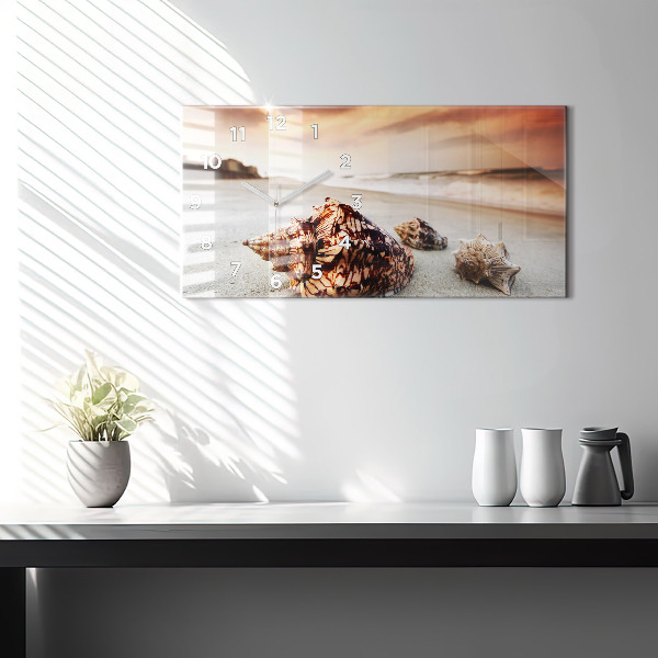 Horizontálne hodiny Mušle na pláži