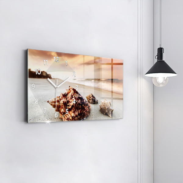 Horizontálne hodiny Mušle na pláži