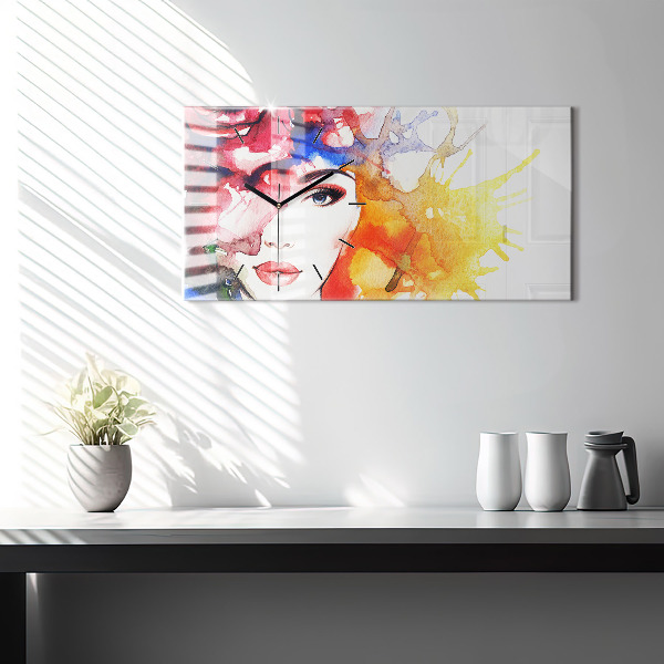 Horizontálne hodiny farebný portrét ženy