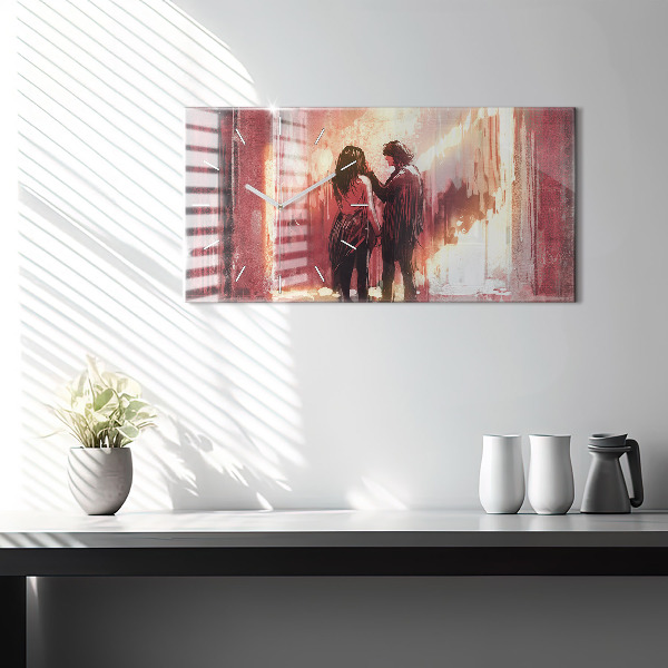 Horizontálne hodiny Mladý pár v láske